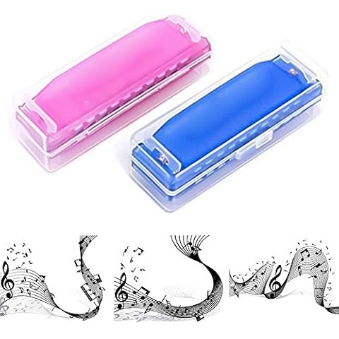 Enzege 2 Pcs Harmonica Clear Candy Color Harmonica Mouth Organ Musical Educational Toys Cover