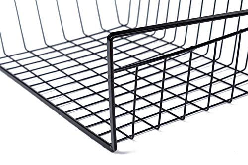 Large 2 Pack Under Cabinet Kitchen Storage Shelf Wire Basket Organizer Hanging Rack Kitchen Office Organization Food Storage Black Home Supplies Accessories 15.75 x 5.51 x 10.24 Inches