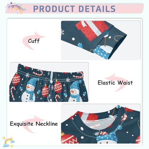 Pajama Sets Long Sleeve Christmas Pattern with Snowman Soft Comfy Sleepwear 2 Piece PJS 3-8T4