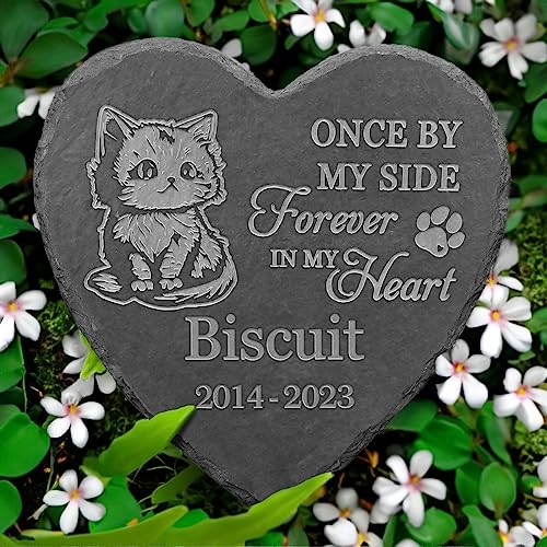 VAPCUFF Personalized Cat Memorial, Cat Headstone, Grave Stones for Cat, Cat Tombstone for Cemetery, Cat Grave Markers
