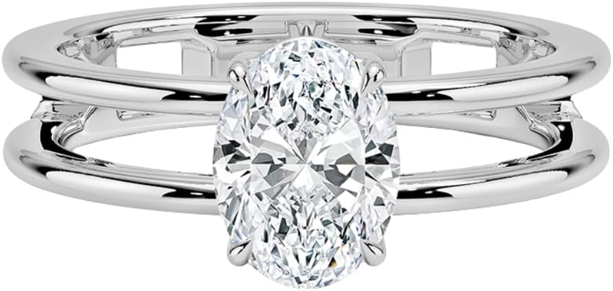 1-5 Carat IGI Certified Lab Grown Diamond Engagement Ring 10K 14K 18K Solid Gold, Aimee Open Double Band Solitaire Ring, A Gift for Her.