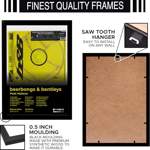 Image of BLINKART Post Malone- beerbongs & bentleys Wall Photo Frames | Wall Art for Bedroom, Living Room, Studio or Office | Album Cover Print with Spotify Song Link QR Code | Gift for Fans - 8x12 In
