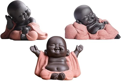 Kingzhuo Una colección de 3 Budas de Cutie 3 Estilos Encantador Buda sonriente Estatua de Buda sonriente Grandes Detalles Regalo Te Hacer Feliz