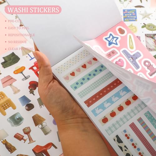 Image of 1900+ PCS Vintage Cute Scrapbook Sticker Book, 50 Sheets Retro & Ins Little Object Theme Korean Stickers for Scrapbooking, Art Scrapbook Supplies for Adults Teens Women Girls Junk Journal Journaling