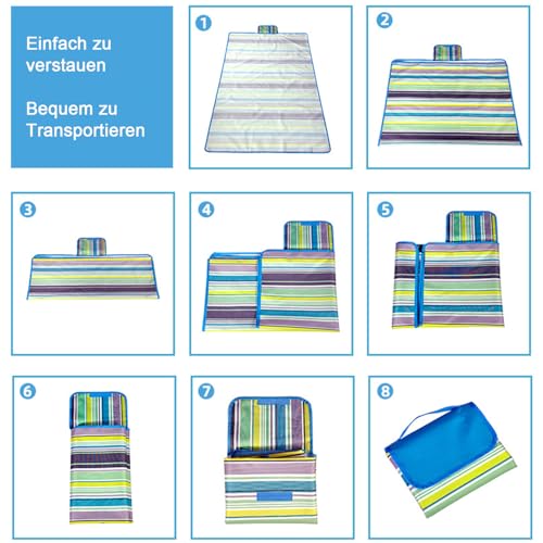 Manta de picnic plegable lavable para playa y camping con superficie impermeable 8