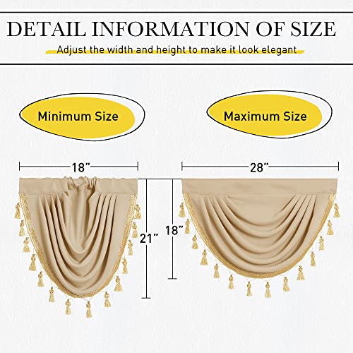 Nicetown Kitchen Valances For Bedroom Girls Room Decor, Waterfall Classic & Elegant Swag Window Valances Valances For Nursery Kids Room Bay Window (Biscotti Beige, 28 X 18 Inch Length, Set Of 2) #TOP4