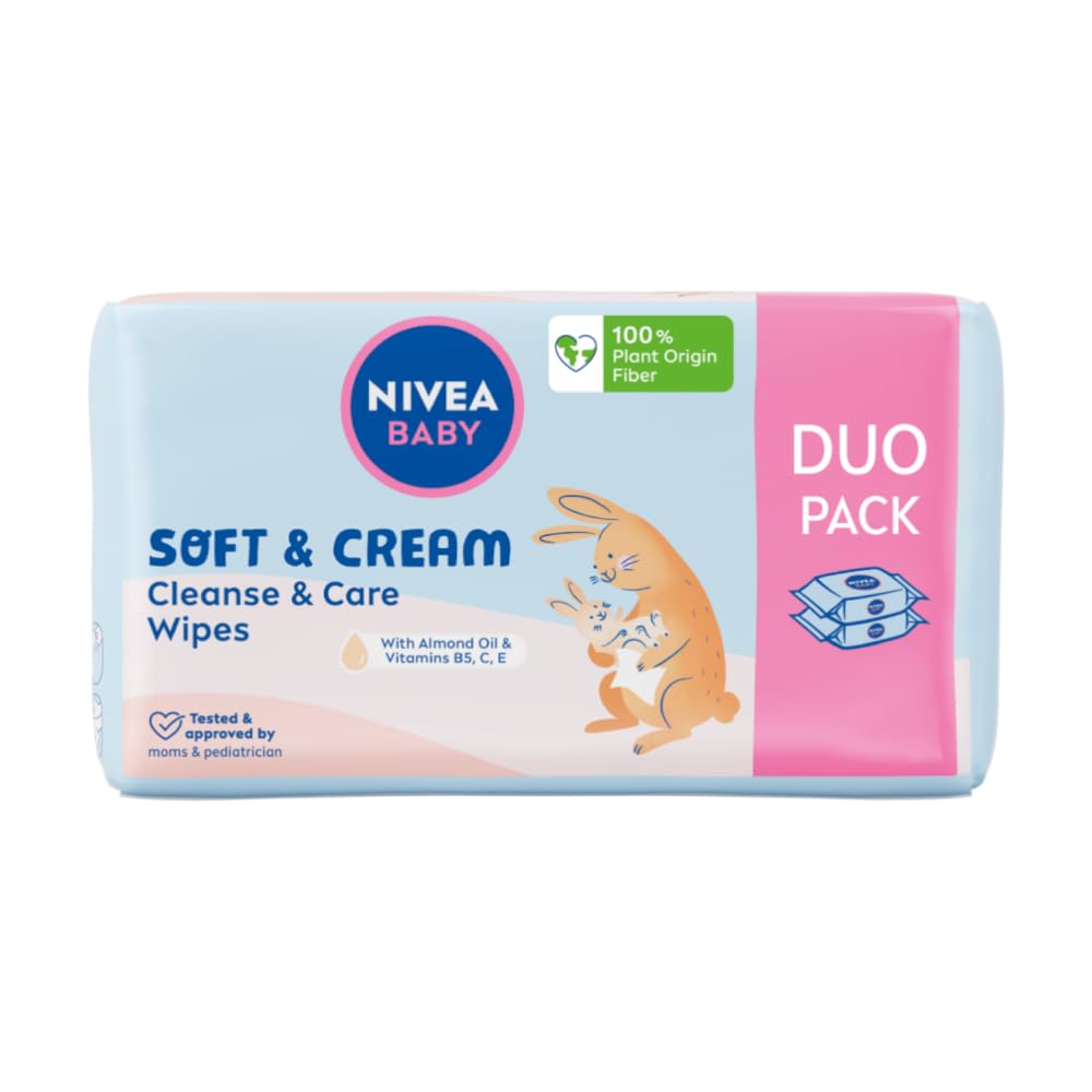 NIVEA BABY Biodegradable Soft & Cream Packaging Economy, 2x 57 pcs.