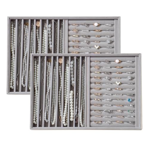 Image of Large Velvet Jewelry Tray Display Drawer Inserts 2 Pack