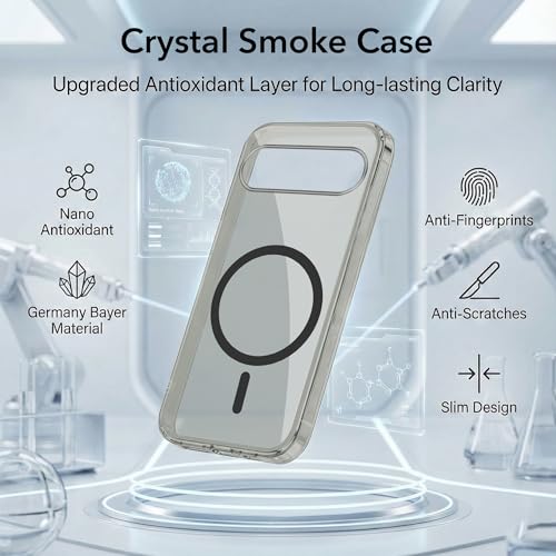 Image of Jkobi Lifetime Anti-Yellow MagSafe Compatible Clear Back Cover Case for Google Pixel 10 (Sleek Hard Crystal | Shockproof and Camera Protection)