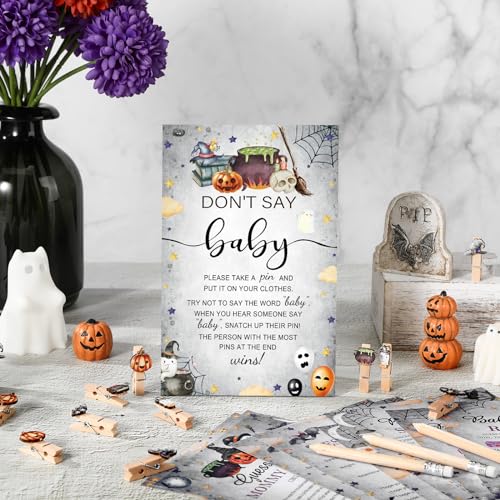 Image of Patelai 321 Pcs Halloween Baby Shower Decoration Spooky Gender Reveal Games