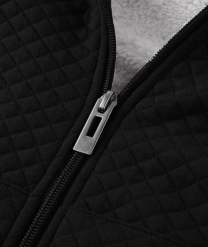 Image of GEEK LIGHTING Mens Fleece Lined Hoodies Zip Up Waffle Knit Thicken Hooded Sweatshirts Winter Jackets