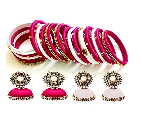 Silk Bangles & Jhumkas Earrings Set, Size 2/4