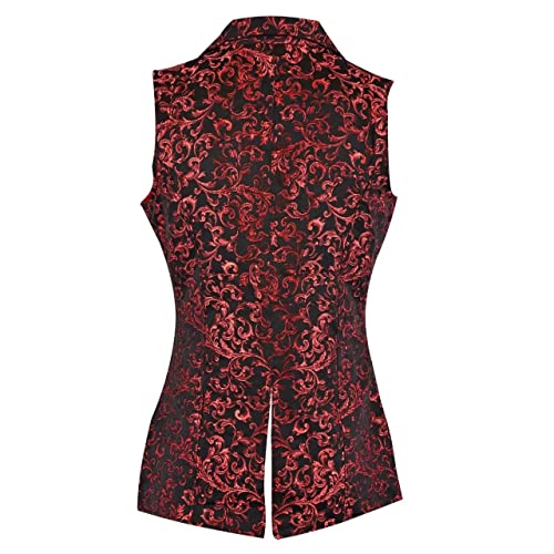 Darkrock Men’s Double Breasted Victorian Red GOVERNOR Vest Waistcoat VTG Brocade Gothic Steampunk/USA2