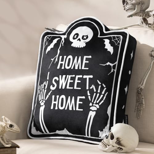 【Gothic Tombstone Shaped Pillow】- On Halloween Eve, you fall asleep with the tombstone shaped pillow in the home sweet home. Will you dream about the skull and bat on the pillow? Add seasonal whimsy to your house with this unique throw pillow. 【Decor...