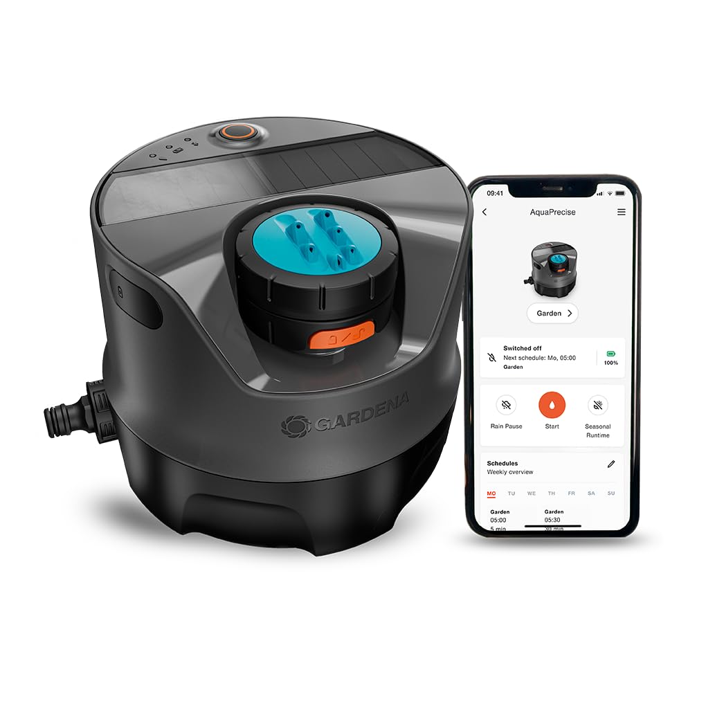 Gardena Bewässerungssystem | AquaPrecise Bewässerungslösung für Rasenflächen bis 320 m², solarbetrieben, Bluetooth, einfache Installation