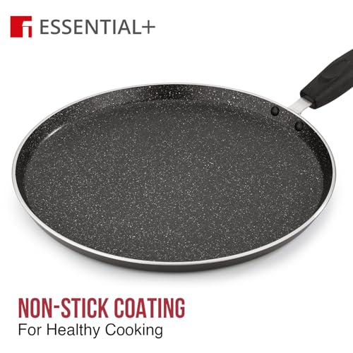 Image of BERGNER Essential Plus 34cm Non-Stick Dosa Tawa, Premium Bakelite Handle, 4mm Thickness, PFOA Free, Non-Stick Coating, Large Size Dosa Tawa, Pressed Aluminium - Induction Bottom and Gas Stove Ready