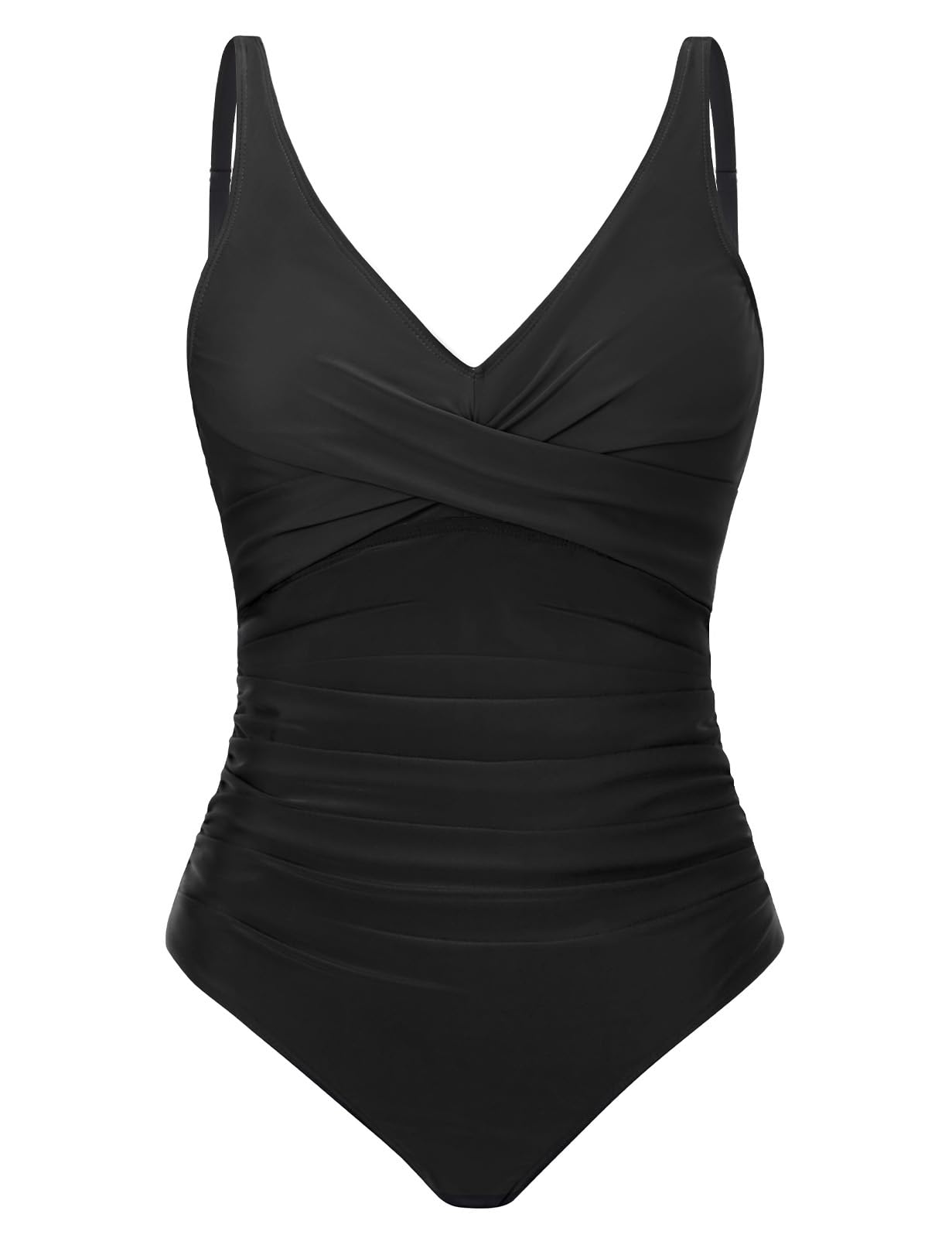 CMTOP Costume Intero Donna Contenitivo Controllo della Pancia Costumi da Bagno, Scollo a V Push Up Costume da Bagno Curvy Monokini Mare Spalline Regolabili Beachwear Swimwear