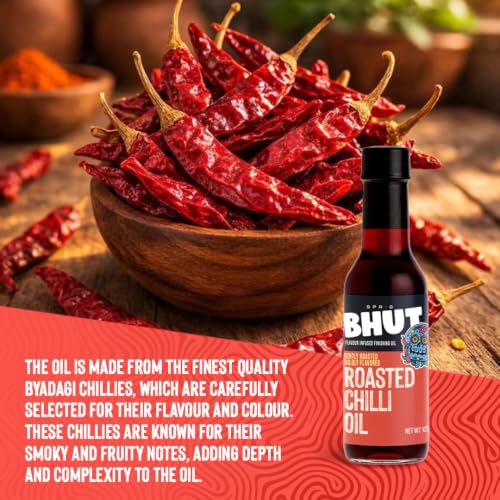 Image of S P R I G Premium Finishing Roasted Chilli Oil - Crafted with real Bydagi Chilies, No Artificial Colours, Flavor, Additives or Preservatives, Vegan, Kosher, Gluten-free, Liquid Seasoning - 125 g