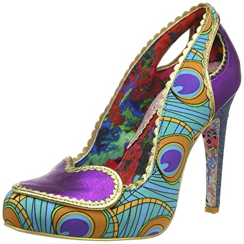 Irregular Choice Loren Love, Zapatos de tacón con Punta Cerrada para Mujer, Morado (Purple/Green/Yellow Flash), 40 EU