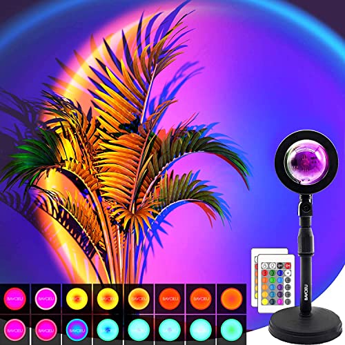 Bavcieu Sunset Lamp Projection Led Lights with Remote,APP Multicolor Night Light 360&deg; Rotation...