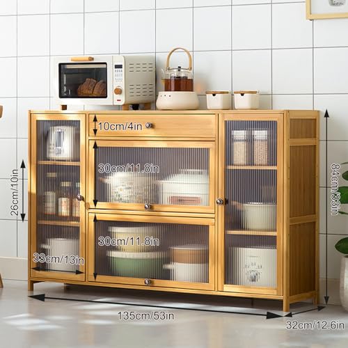 Armadietto da cucina autoportante multistrato alto con ante e ripiani, ideale per cucina, bagno e sala da pranzo, 70 x 84 cm, design salvaspazio