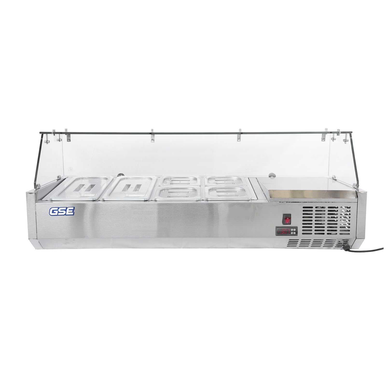 GSE vetrina refrigerata catering 120cm con piano superiore 40L GN 1/6 piano refrigerato Gastro tavolo refrigerato stazione di servizio con vetro Saladette gastro per kebab buffet di insalate