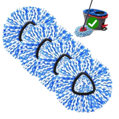 4-Pack Spin Mop Replacement Head for O-Ceda RinseClean Spin Mop Refill 2-Tank System Microfiber Deep Cleaning Machine Washable and Easy-to-Replace