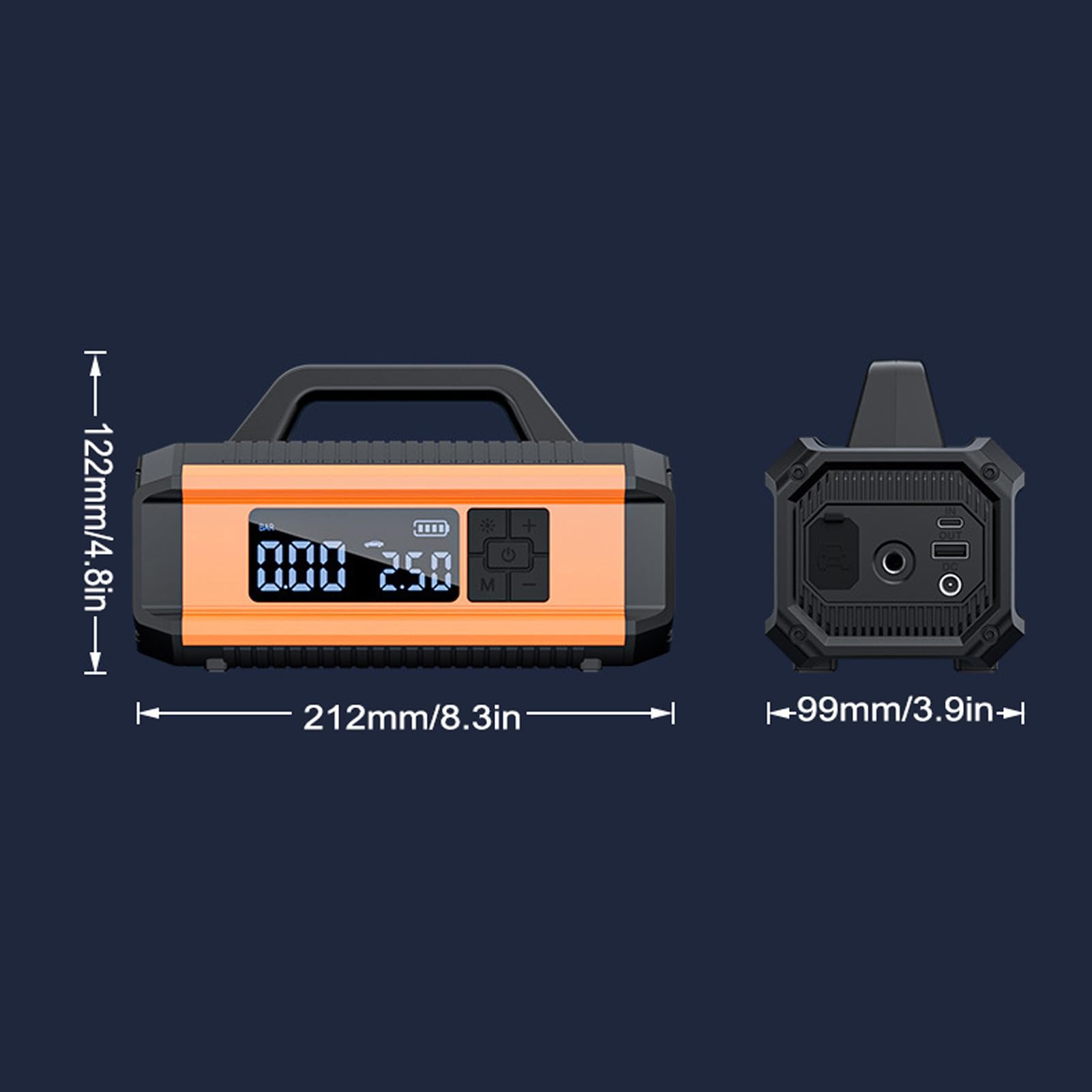 Arrancador de batería multifunción con compresor de aire, bomba portátil de 150 psi, batería de 10000 mAh con luz LED para coche, SUV, furgoneta, tractor