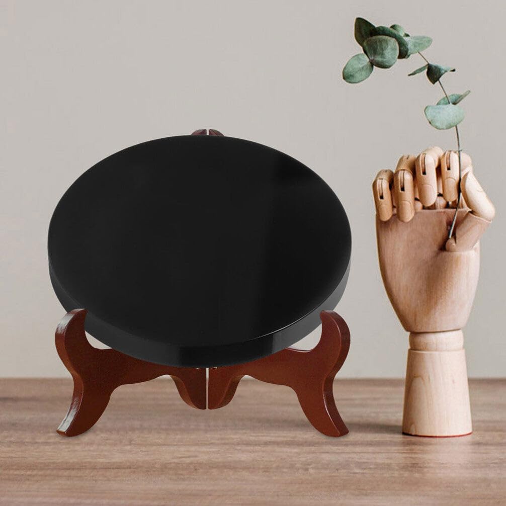 Ciieeo Scrying Mirror Black Obsidian Circle Disc Natural Obsidian Stone Feng Shui Mirror Scrying Mirror 1.5 Inch Round Plate for Meditation Divination Tools - Image 4