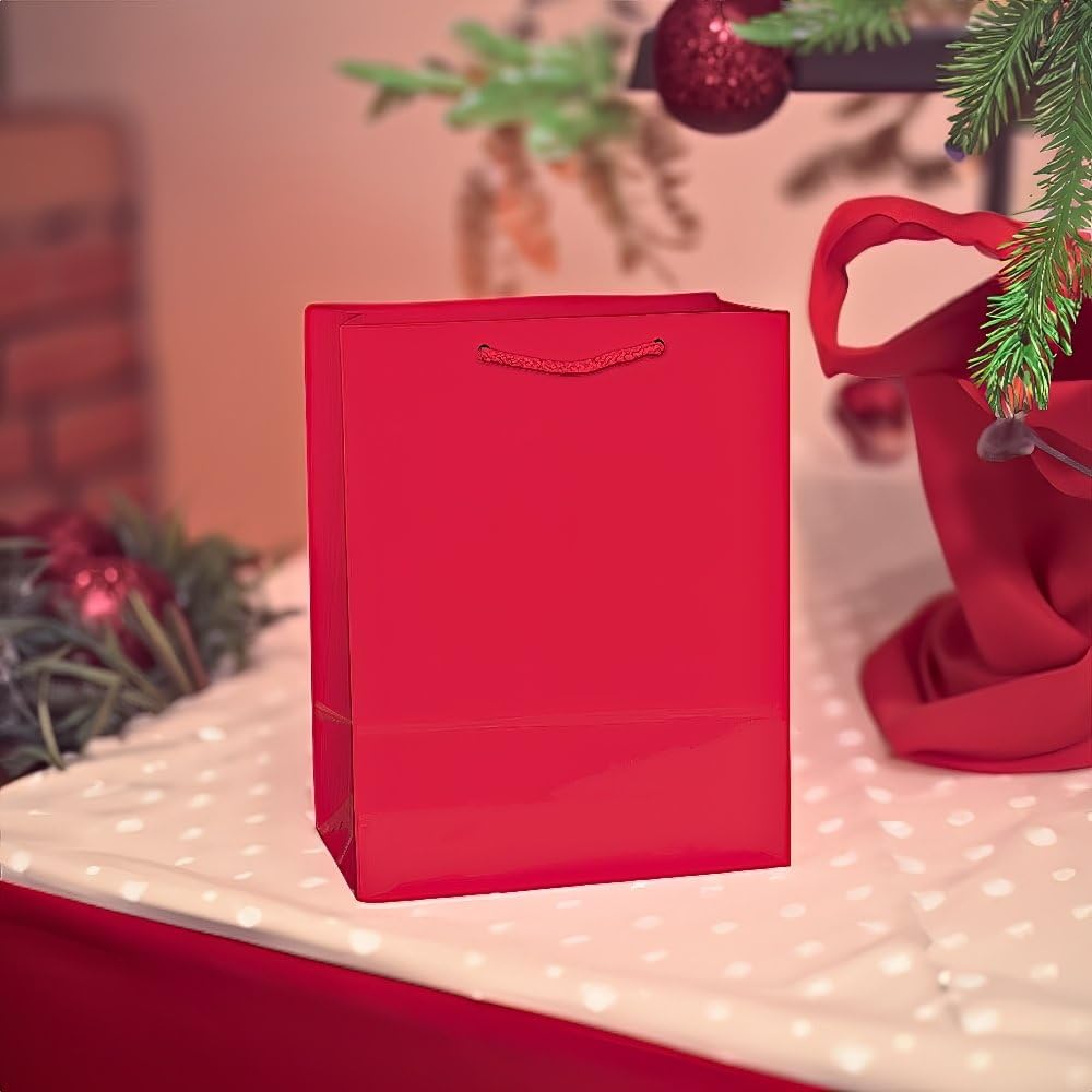 Amscan Friendly Medium brillant Sac cadeau, Rouge, papier Medium Rouge pomme