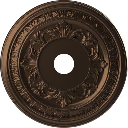 Image of Ekena Millwork CMP22BACAB Baltimore Thermoformed PVC Ceiling Medallion (Fits Canopies up to 7 3 /4 inch), 22 inchOD x 3 1 /2 inchID x 1 inchP, Metallic Antique Brass