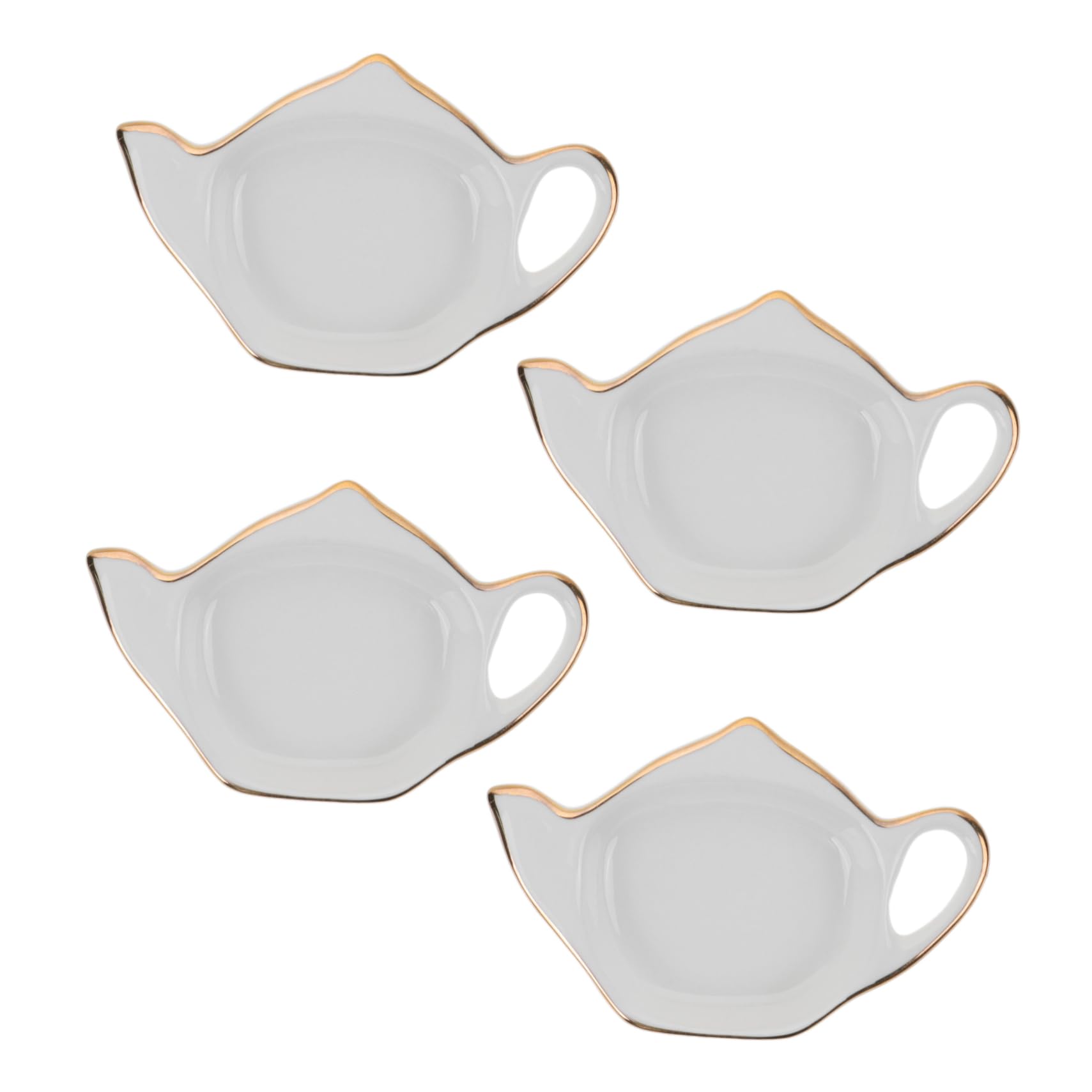 HOLIDYOYO 4pcs Teapot Shape Ceramic Tea Bag Coasters Tea-Bag Holders for Teacup Decorative Sauce Dish