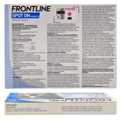 Frontline Spot on für Hunde - Zuverlässiger Schutz gegen Zecken, Flöhe und Haarlinge – Einfach aufzutragen I Sparset mit give-Away von Pharma Perle (Frontline für Hunde M 10-20 kg 2 x 3 St.)