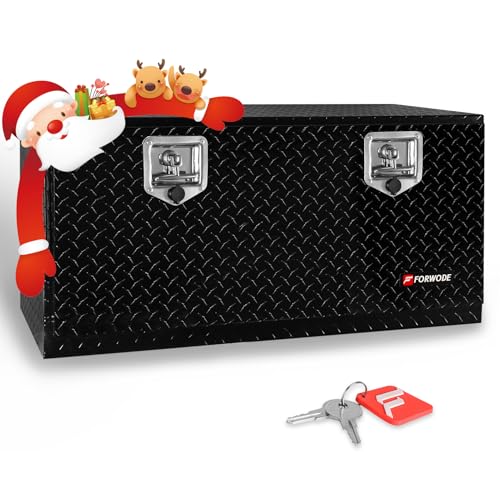 FORWODE 36 Inch Underbody Truck Tool Box Aluminum Heavy Duty Trailer Tool Box for Pickup Truck Bed, RV Toolbox - Black