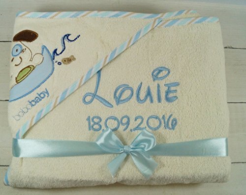 Kapuzentuch mit Namen bestickt HANDTUCH MIT KAPUZE 100x100 cm (100 x 100 cm, Beige) (100002)