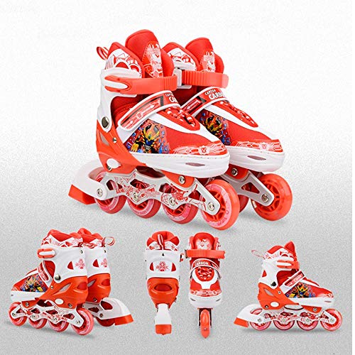 Read About SSLLPPAA Inline Skates for Children Red Roller Skates Full Flashing Light, L