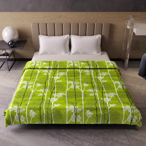 Image of Divine Casa Glace Cotton 120 GSM Reversible Lightweight Printed Double Bed AC Dohar Blanket Quilt - Green and Dark Green| TC - 120