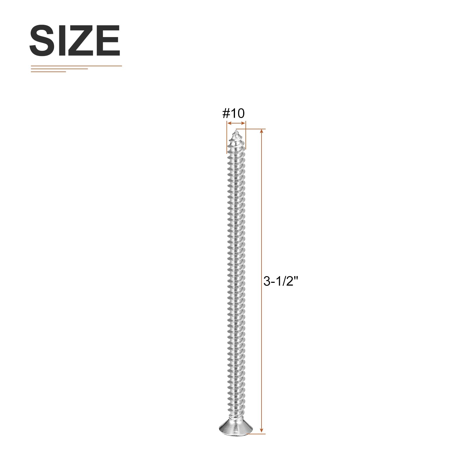 DTGN 25Pcs #10x3-1/2" Flat Head Wood Screws, 304 Stainless Steel Phillips Self Tapping Screws - Good for Woodworking Furniture - Silver - Image 2