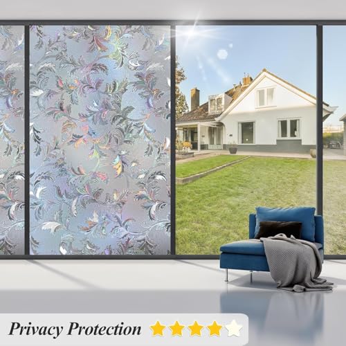 Image of CREON Premium Window Films for Privacy Frosted Window Film self Adhesive Decorative Window Sticker Home Office Glass Stickers for Doors, Bathroom, Living Room (MERIGOLD /Frosted, 12X80 in)
