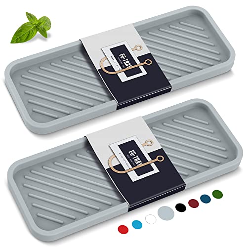 EG-SIPRO Kitchen Sink Organizer Tray 2 Pack Silicone Sponge Holder for Kitchen Sink Bathroom Counter Tray Silicone Soap Tray Holder for Soap dispenser Bottle