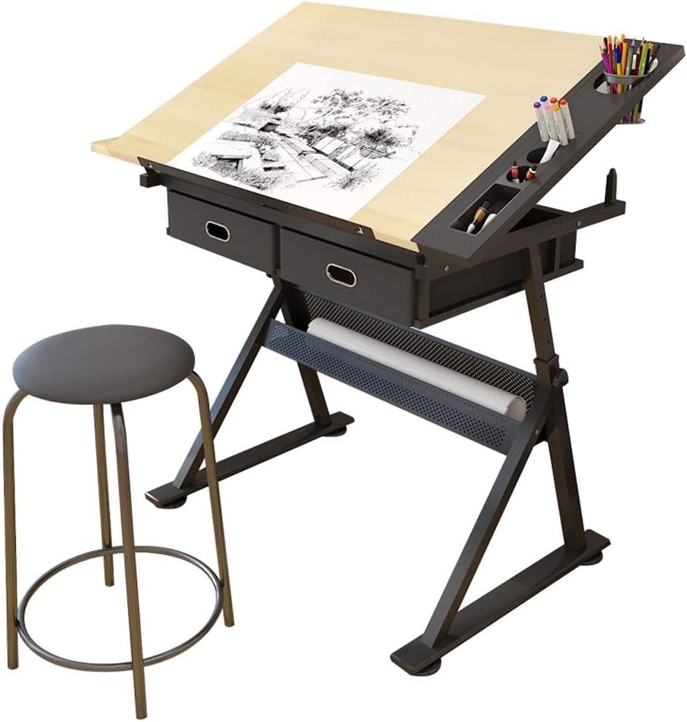 Mesa de dibujo ajustable para arte y manualidades, superficie de arce resistente, ideal para proyectos creativos y dibujos, diseño versátil para niños y adultos, fácil de almacenar y usar