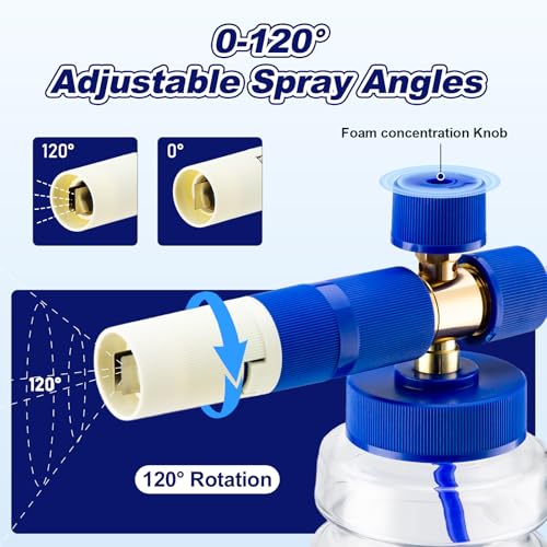 Image of REALYOU Foam Cannon, Foam Cannon for Pressure Washer with 1 /4 Inch Quick Connector, Additional 1.1mm Orifice Nozzle and 1L Bottle