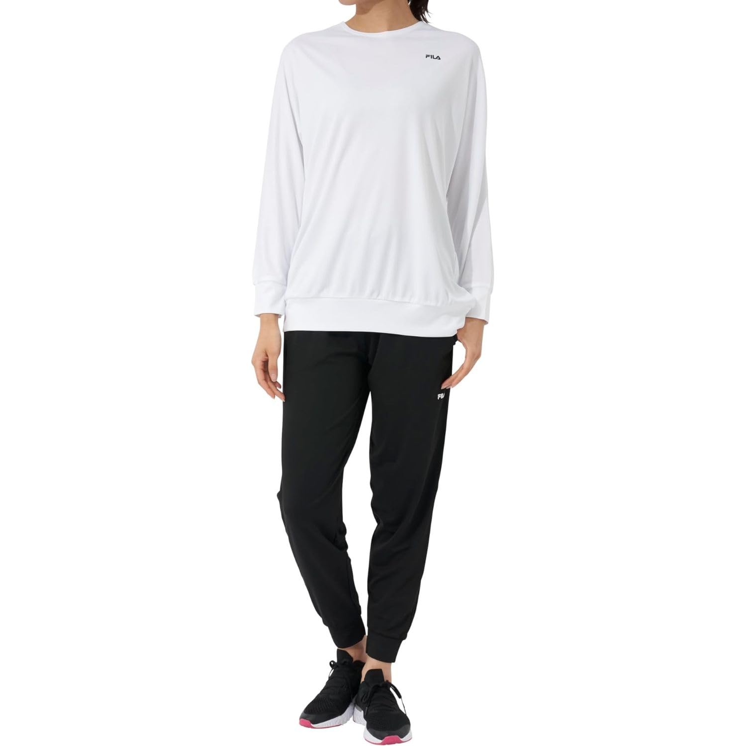【46%OFF+792ポイント】【実質1,860円】 フィラ レディース フィットネスウェア 長袖Tシャツ+イージーパンツ上下セット