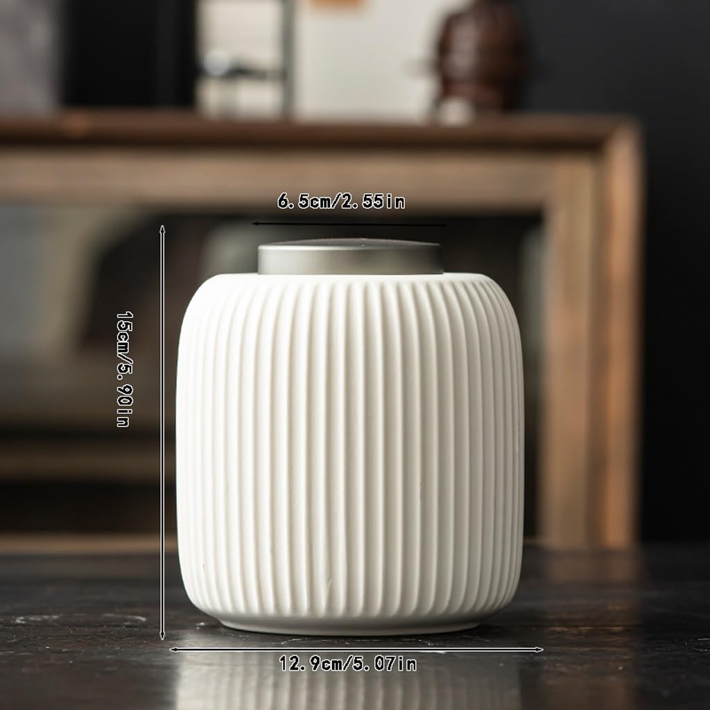 Tee-Set aus Keramik im Creme-Stil, versiegelte Dose für Tee, feuchtigkeitsbeständige Box für die Aufbewahrung von grünem Tee, Vorratsglas für Tee