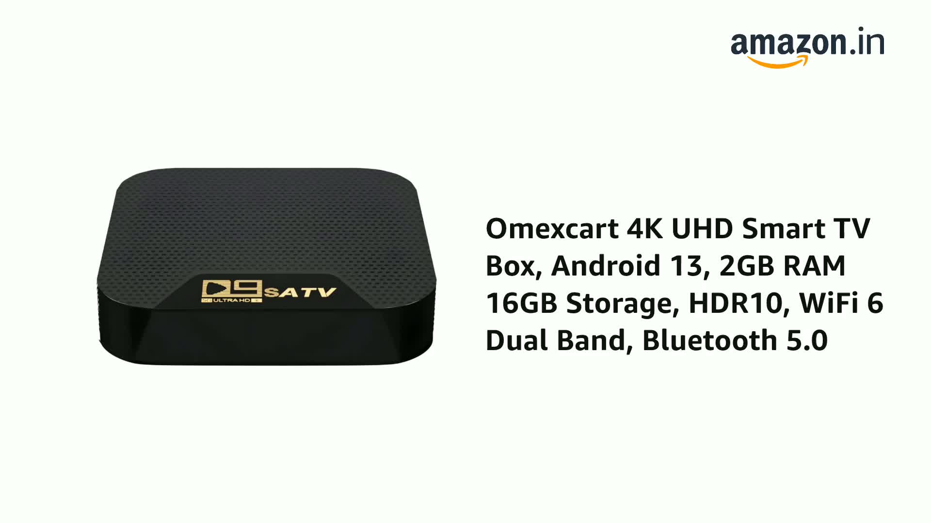 Omexcart 4K UHD Smart TV Box, Android 13, 2GB RAM 16GB Storage