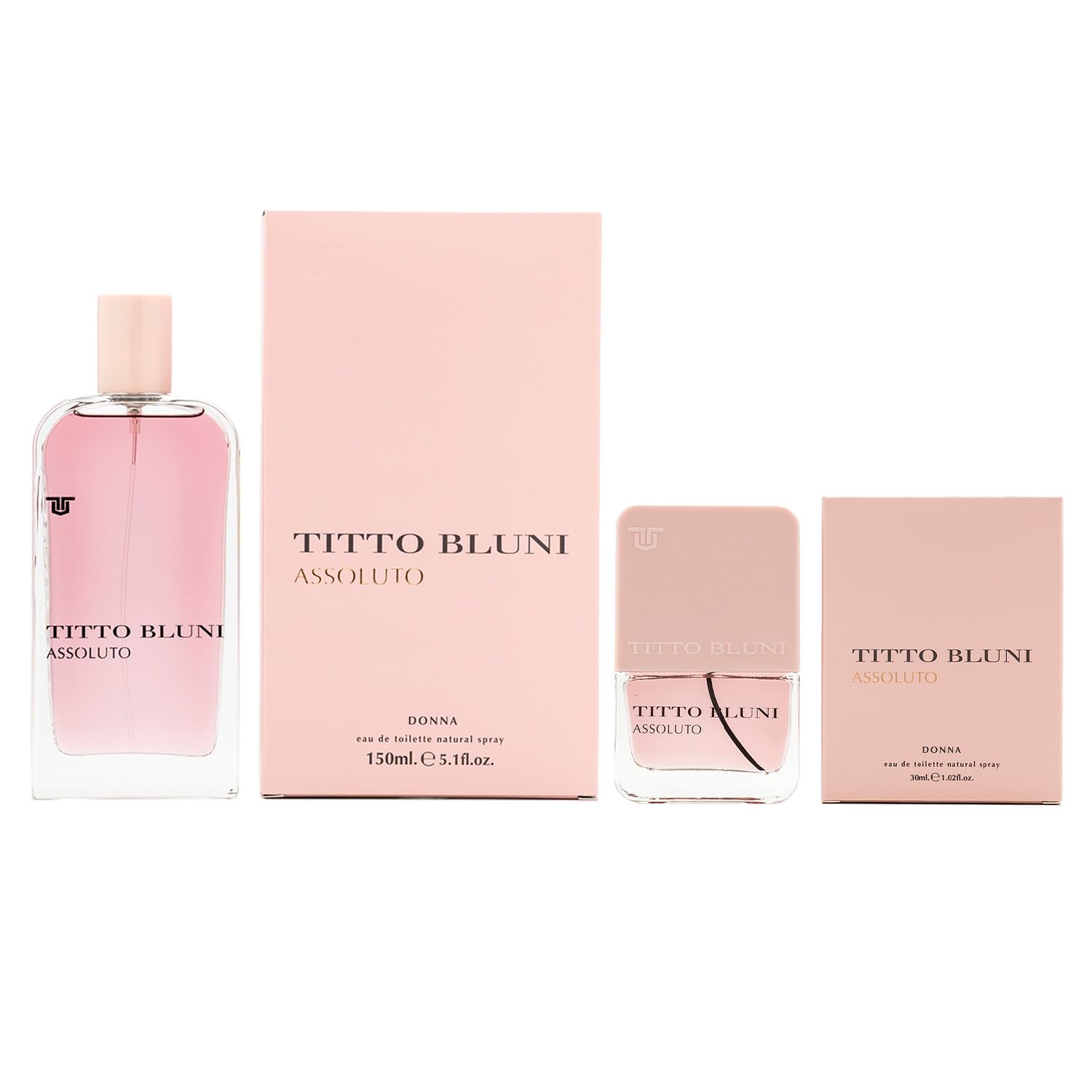 TITTO BLUNI - Assoluto Donna, Colonia Mujer, Promoción 150 ml + 30 ml, Pack 2 Productos, Perfume Formato Spray, Eau de Toilette Femenina, Aroma Floral Afrutado, Fragancia Fresca y de Larga Duración