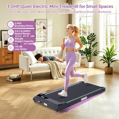 Image of Treadmills with Handle Bar, Walking Pad with Incline for Home Small, Portable Treadmills for Home Exercising, Electric Mini Walking Pad Treadmills with Handles, 3.5HP, 0.6-10MPH, 400LBS