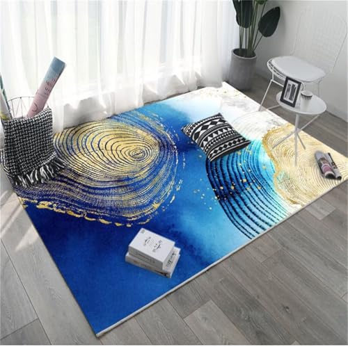 Tapis pas chers 100x150cm bleu et tapis salon lavable - 2