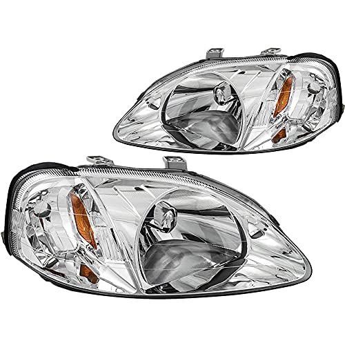 SOCKIR Headlight Assembly Compatible with 1999 2000 Honda Civic Driver and Passenger Side