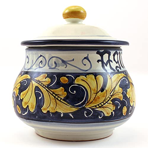 Thatsarte.com – Italian Ceramic Garlic Jar Rinascimento Gubbio - Handmade In Deruta, Garlic Ceramic Keeper, Made In Italy, Garlic Holder, Hand Painted Ceramics, Garlic Containers, Garlic Saver Ceramic #TOP3